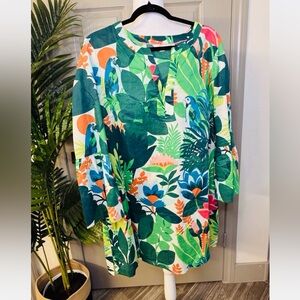 Boden Green and Blue Parrot Print Tunic